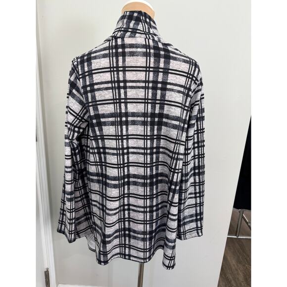 Bobeau Open Front Plaid Cardigan Wrap Sweater Small - Picture 3 of 4